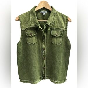 PBJ Blues Ramie/Cotton Knit Denim Green Vest size L